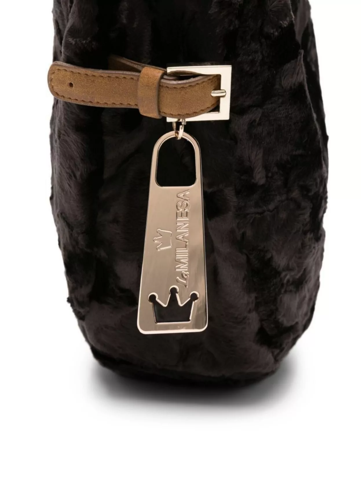 La Milanesa Half-Moon Faux Fur Shoulder Bag
