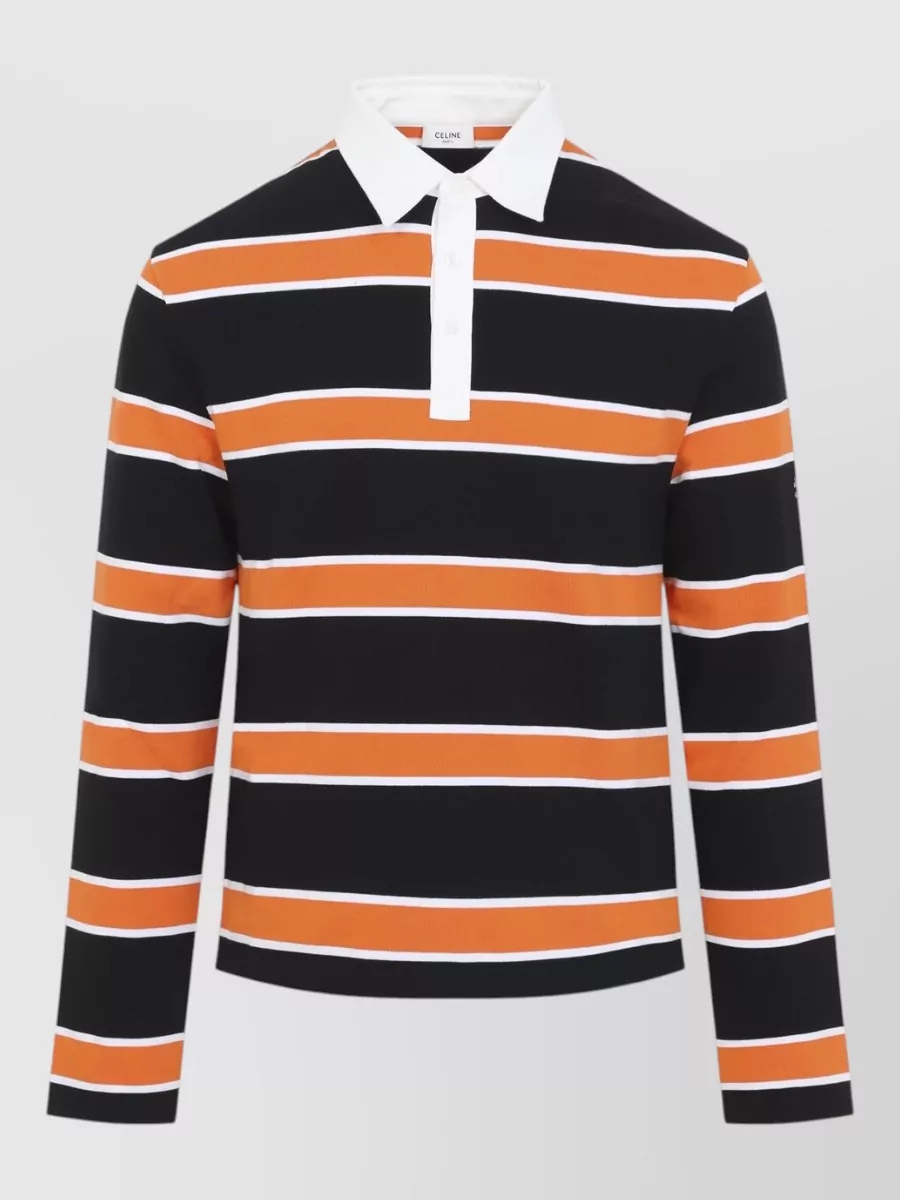 Celine Striped cotton polo shirt