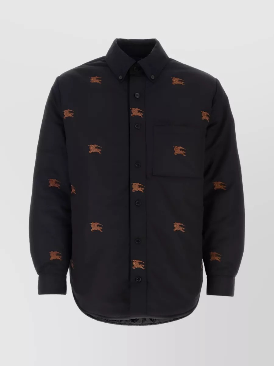 Shop Burberry Quilted Embroidered Button-down Shirt In Black