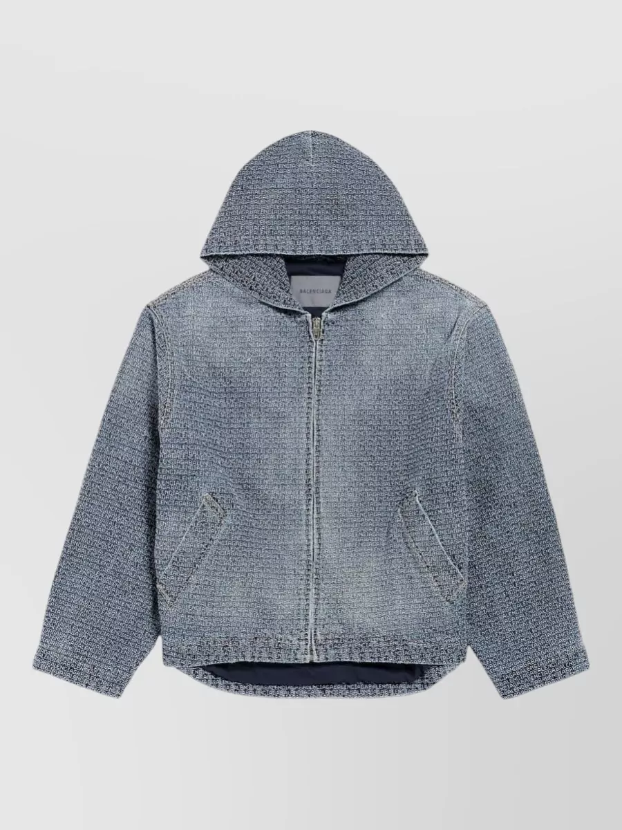 Balenciaga hooded distressed cotton denim jacket