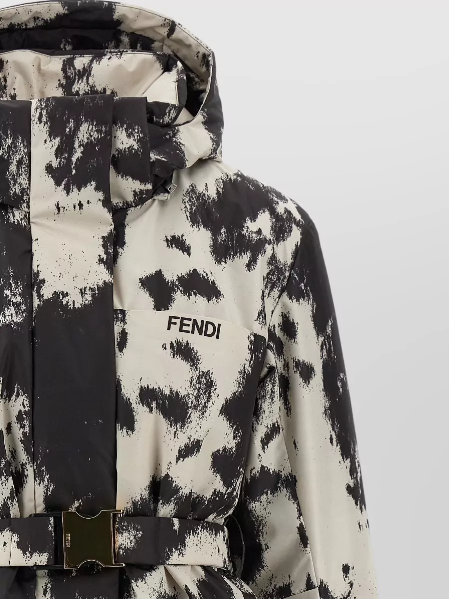 Fendi Belted Hooded Puffer Jacket