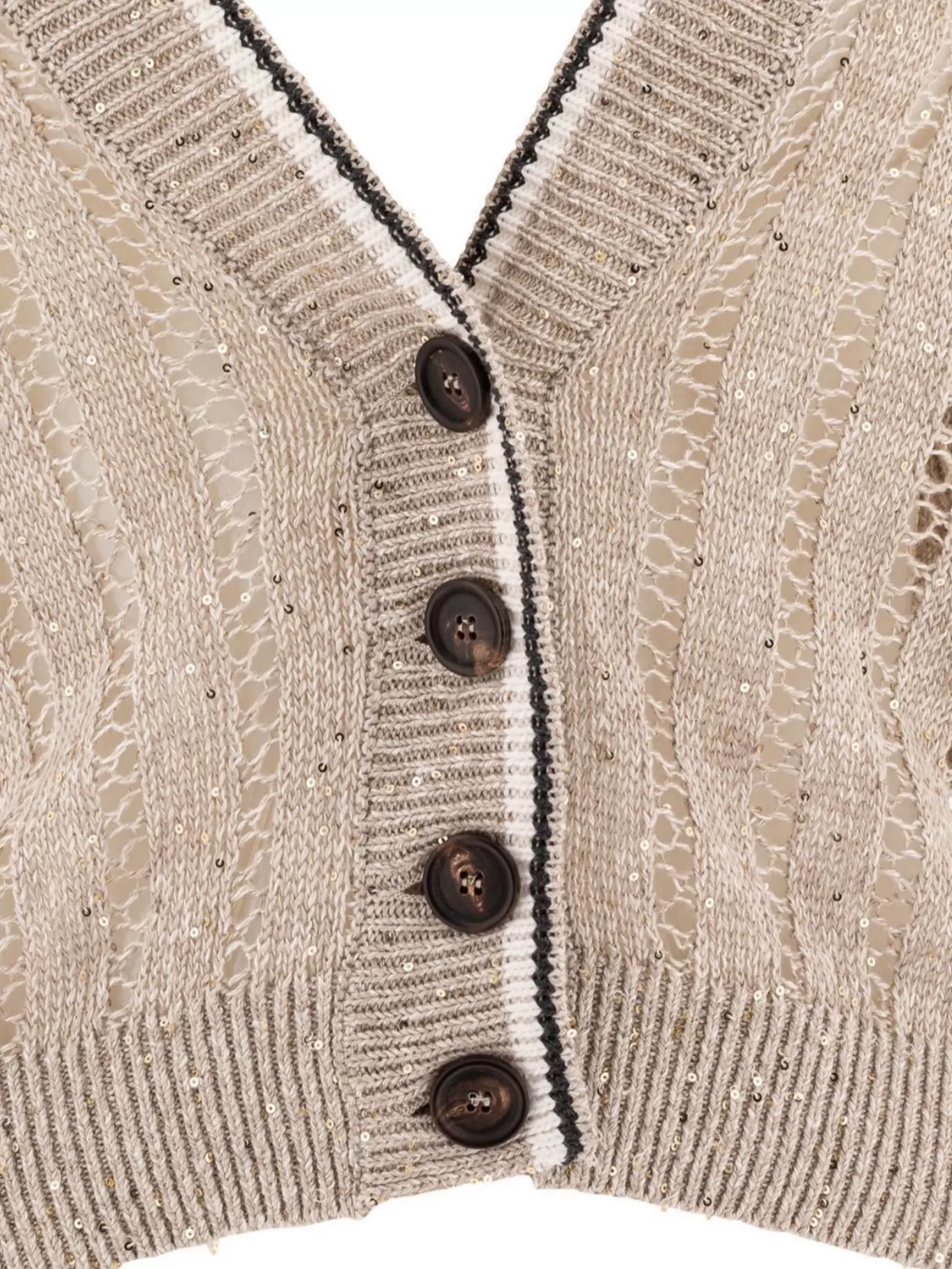 Brunello Cucinelli Cropped Metallic Knitwear V Neck
