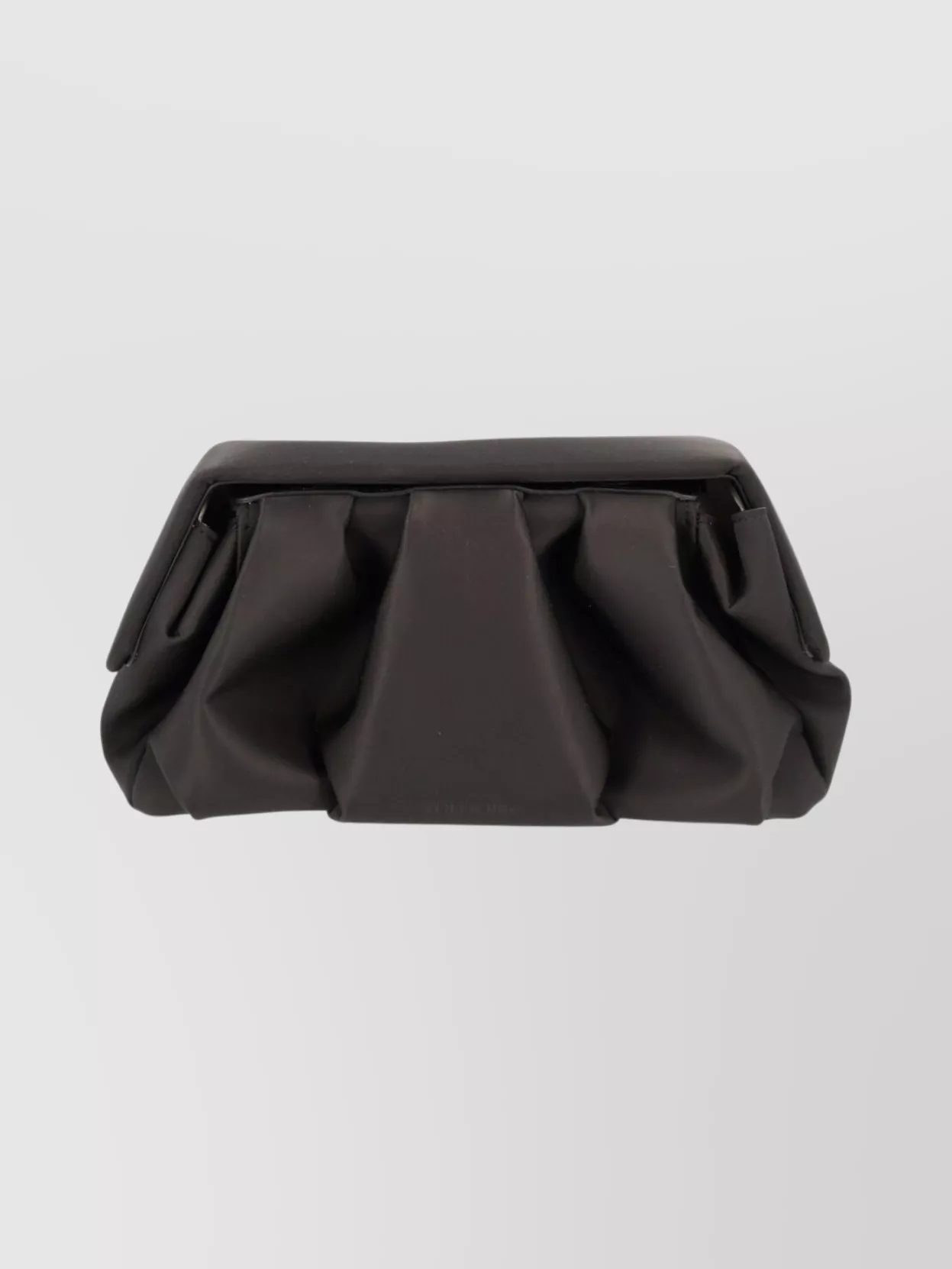 Themoirè Pleated Top Handle Structured Clutch Bag In Black