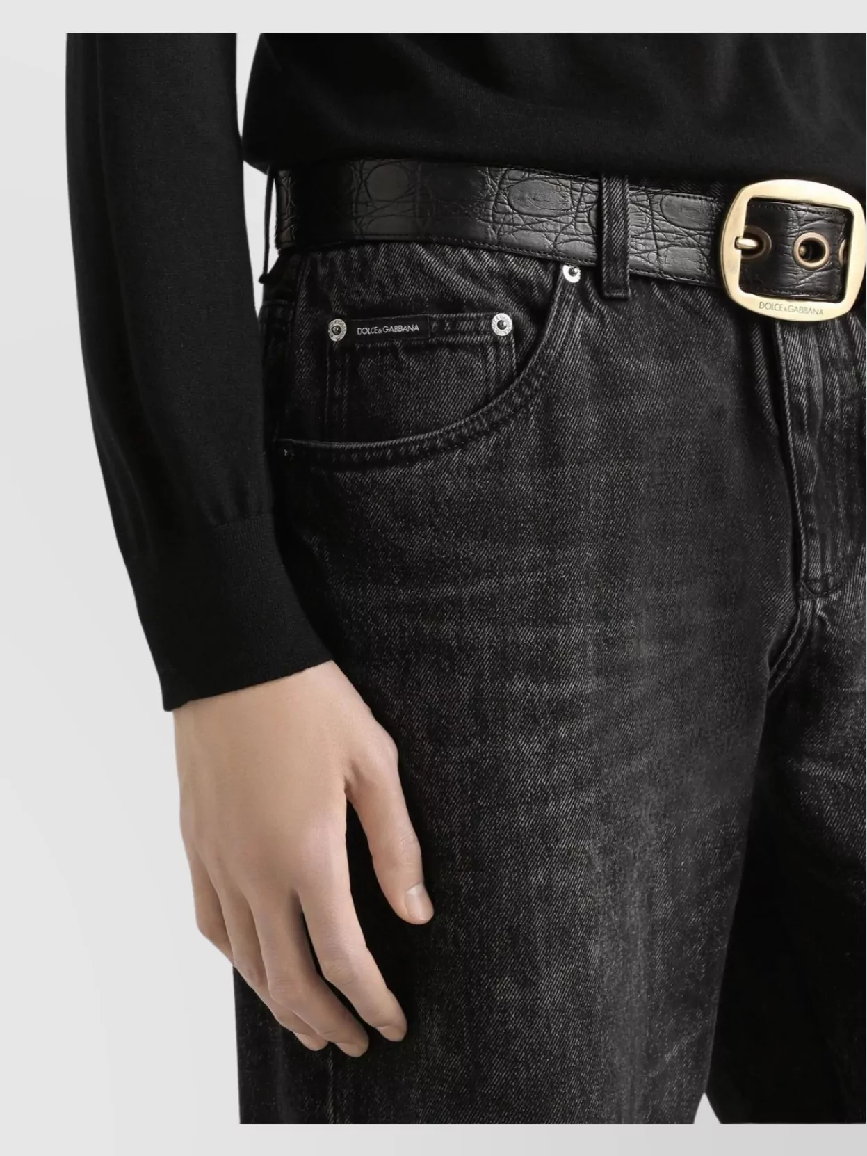 Dolce&Gabbana Looped Belt Five-Pocket Riveted Trousers
