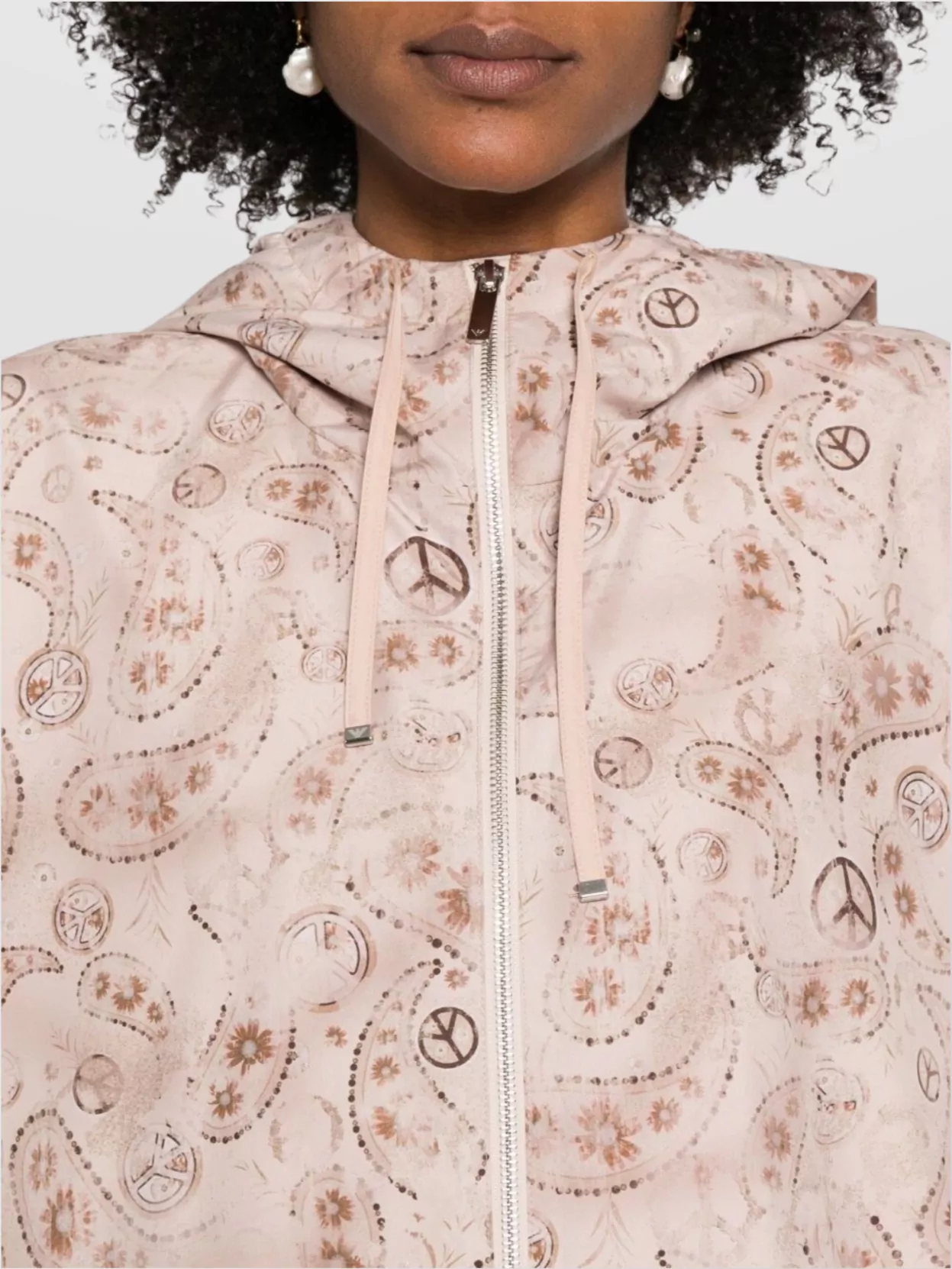 Emporio Armani Blouson Hooded Printed Drawstring Hem