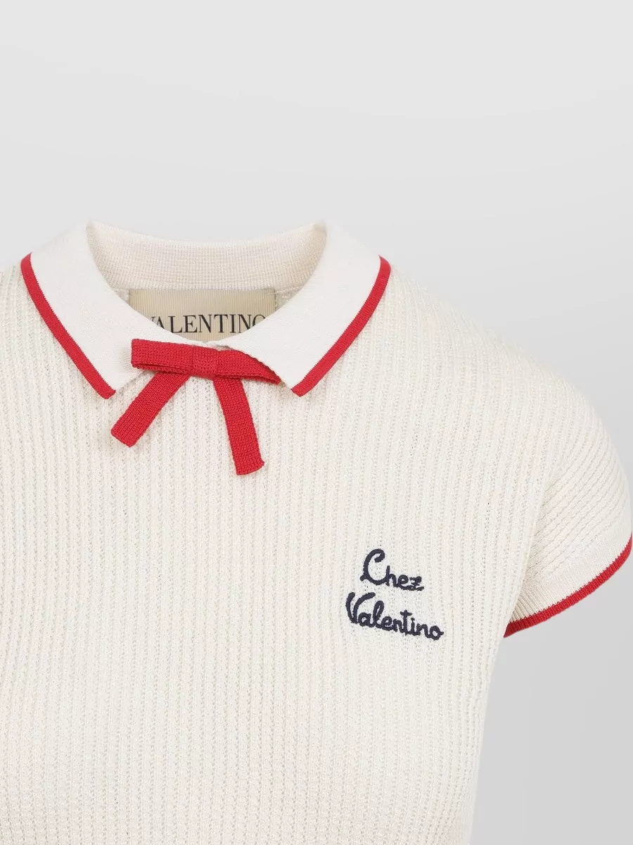 Valentino Ribbed Polo Knit Top