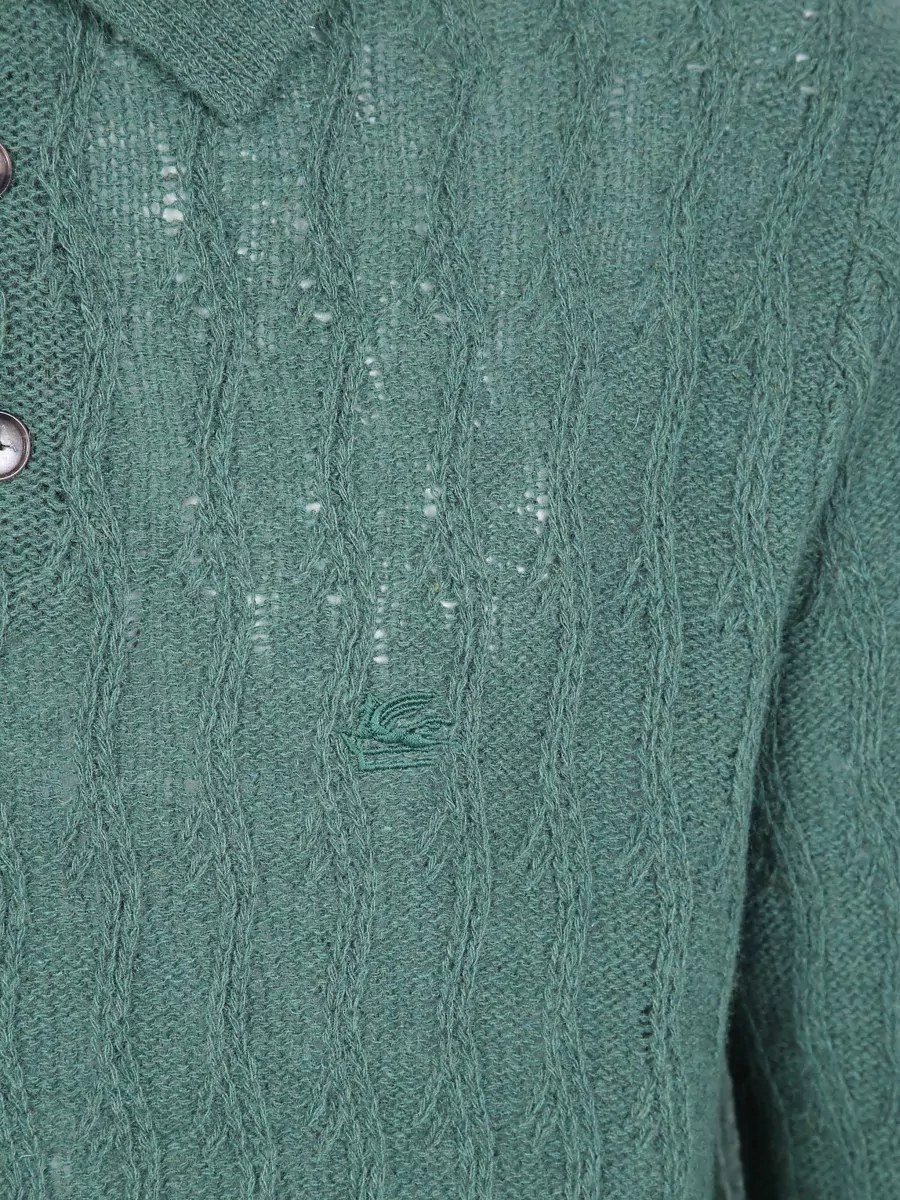 Etro Cashmere Long Sleeve Polo Shirt