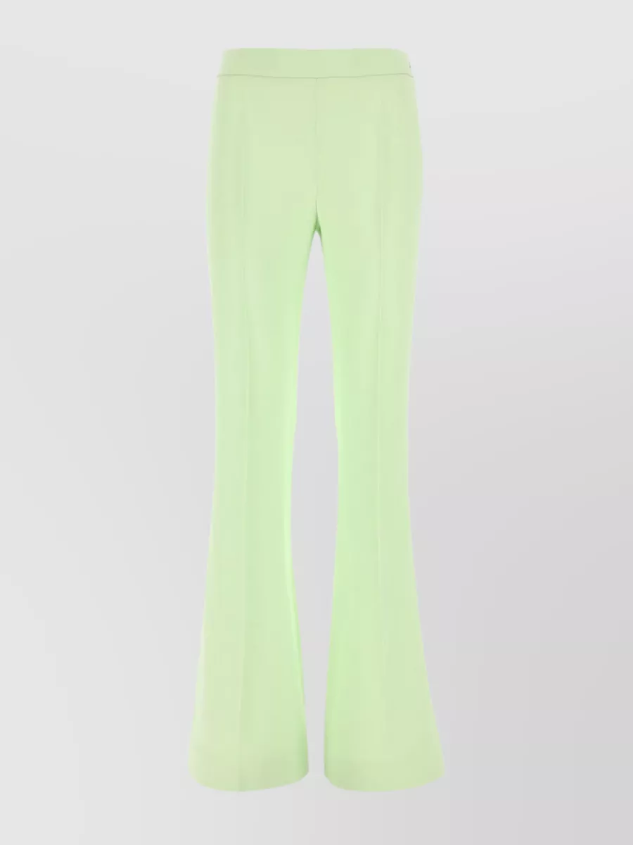 Shop Moschino Viscose Flared Pant With Stretch And Central Pleat In Green