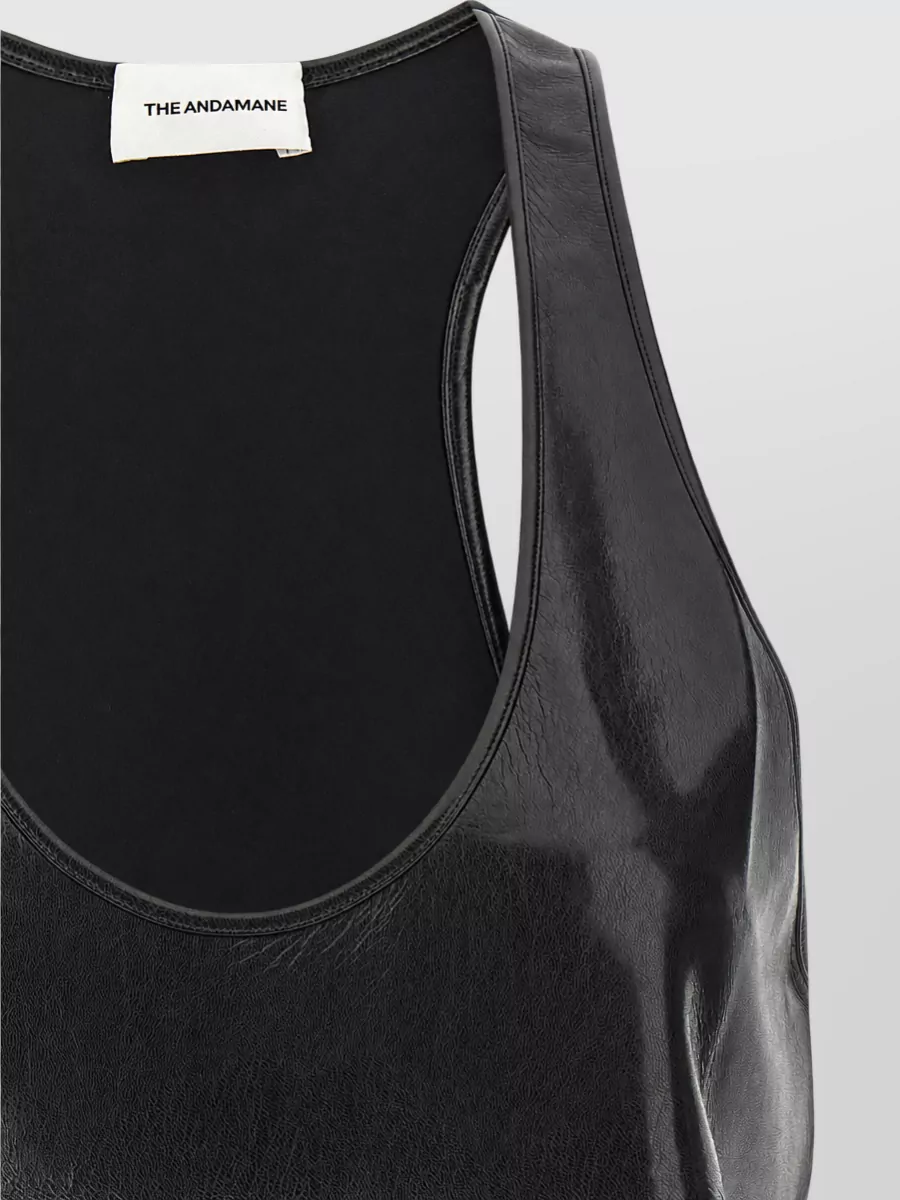 The Andamane Leather-Effect Sleeveless U-Neck Tank Top
