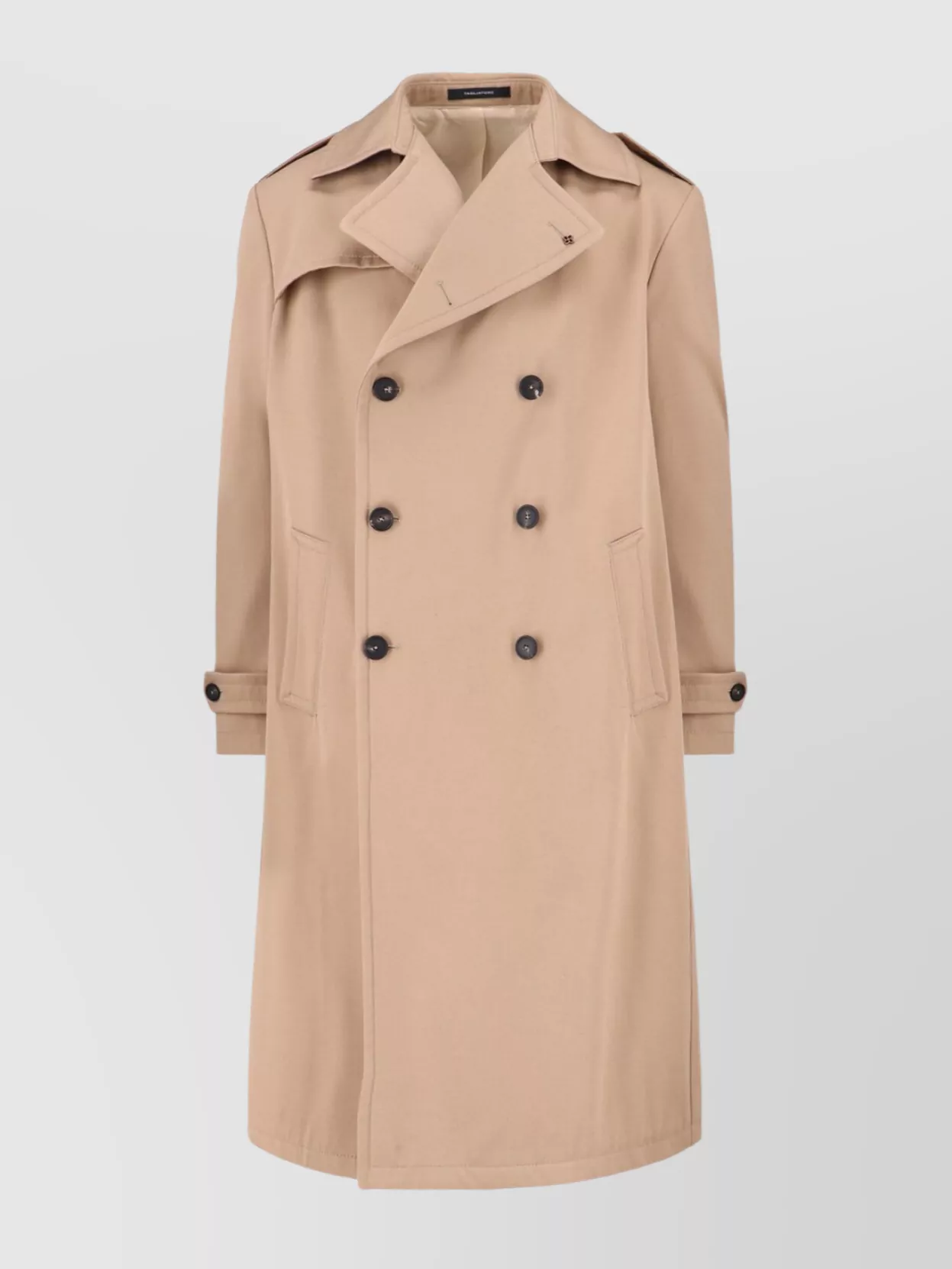Tagliatore Double-breasted Beige Cotton Trench Coat With Adjustable Belt In Brown