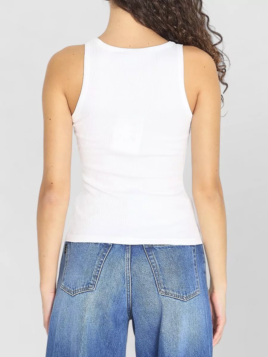 Alaïa Ribbed Scoop Neck Cotton Blend Tank