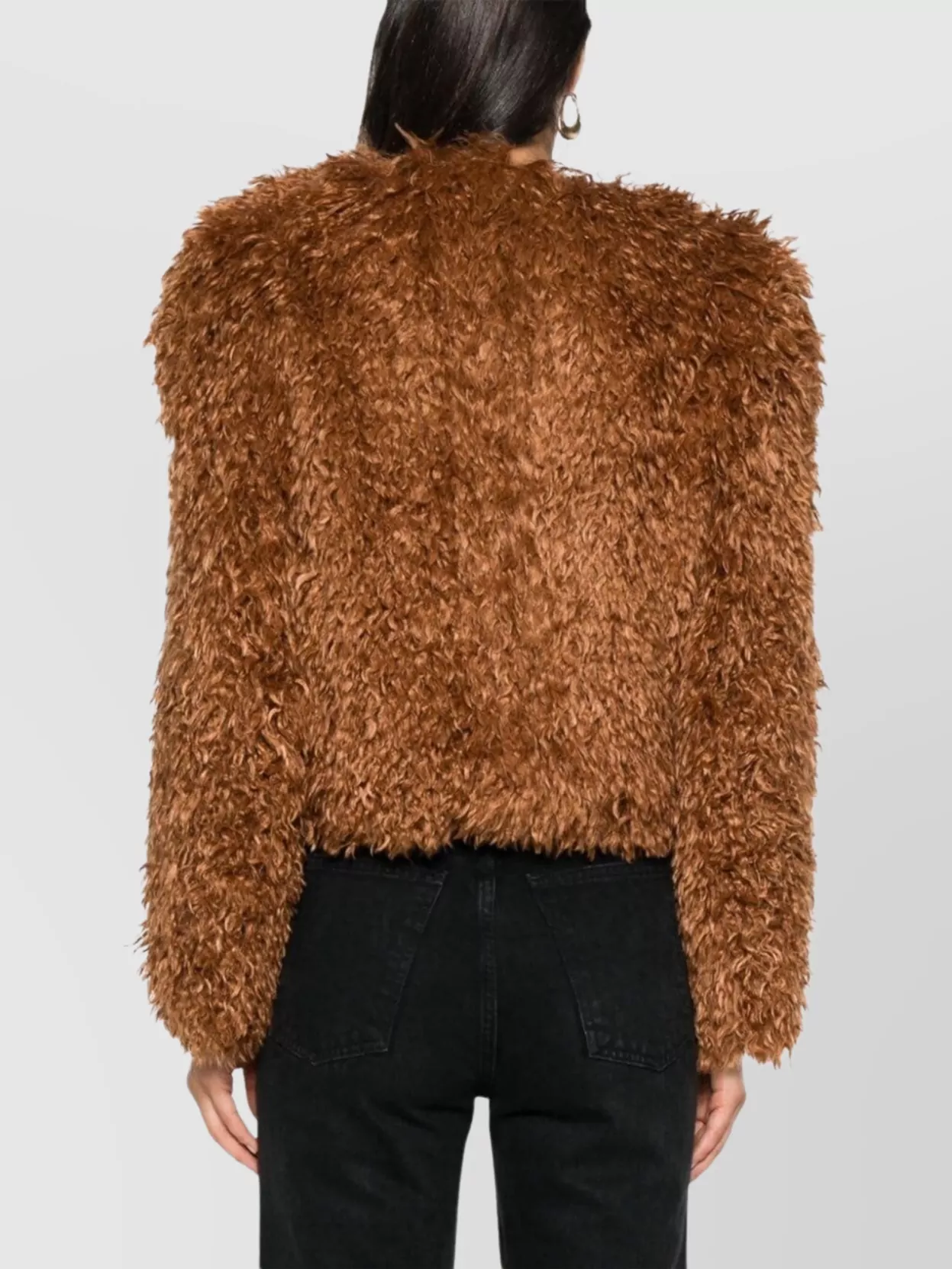 Isabel Marant Faux-Fur Cropped Jacket Crew Neck