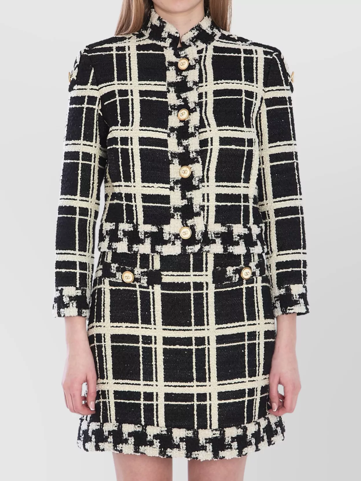 Valentino Garavani Macro Check Tweed Caban