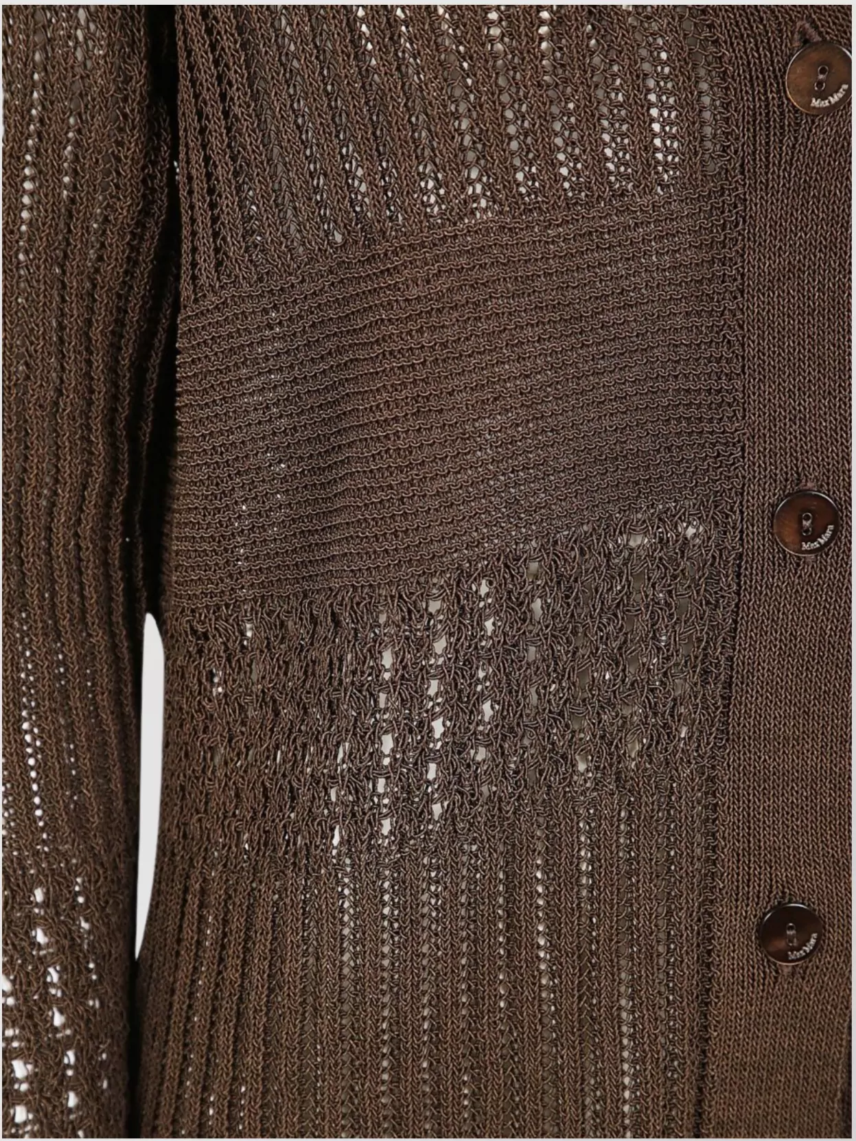 Max Mara V-Neck Sheer Knit Ribbed Cardigan