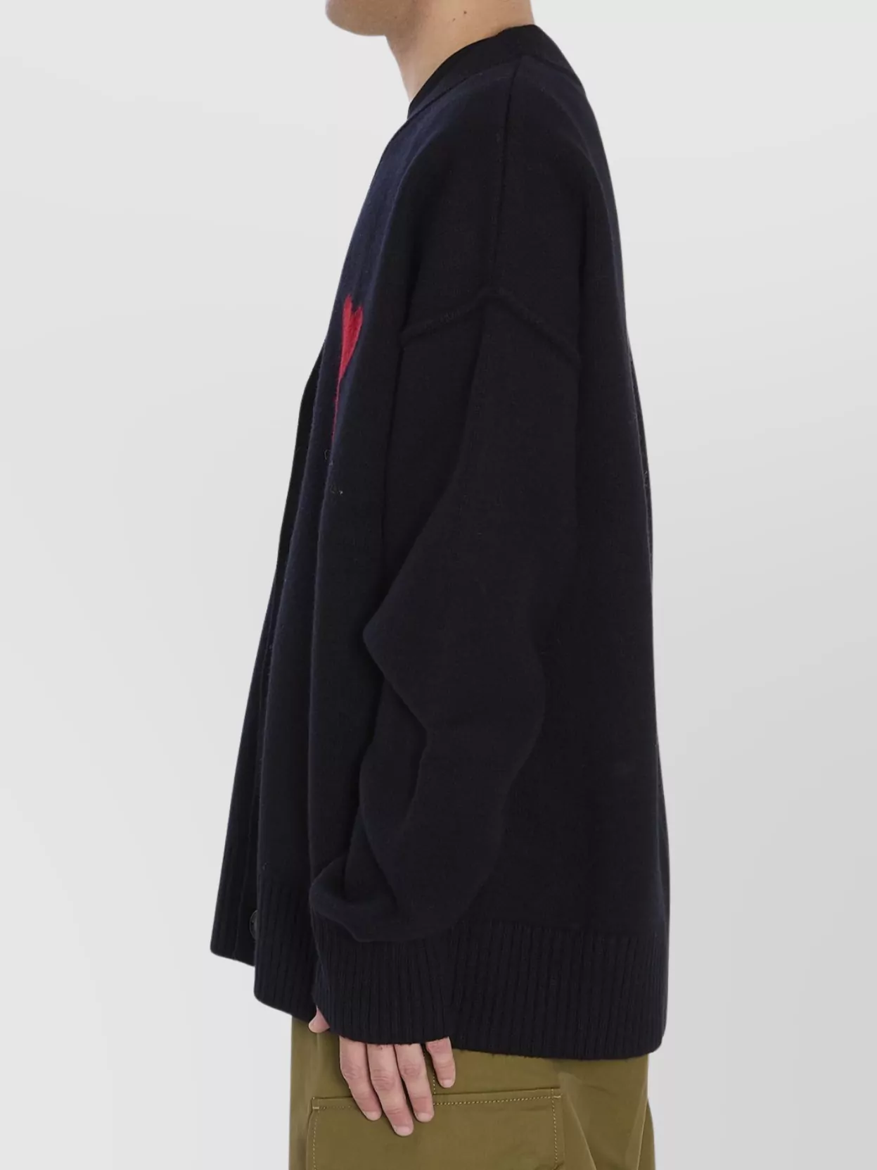 Ami Alexandre Mattiussi Ami Paris Ami Paris De Coeur Wool Cardigan In Black