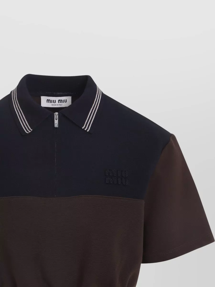 Miu Miu Short Sleeve Polo Top Elastic Hem