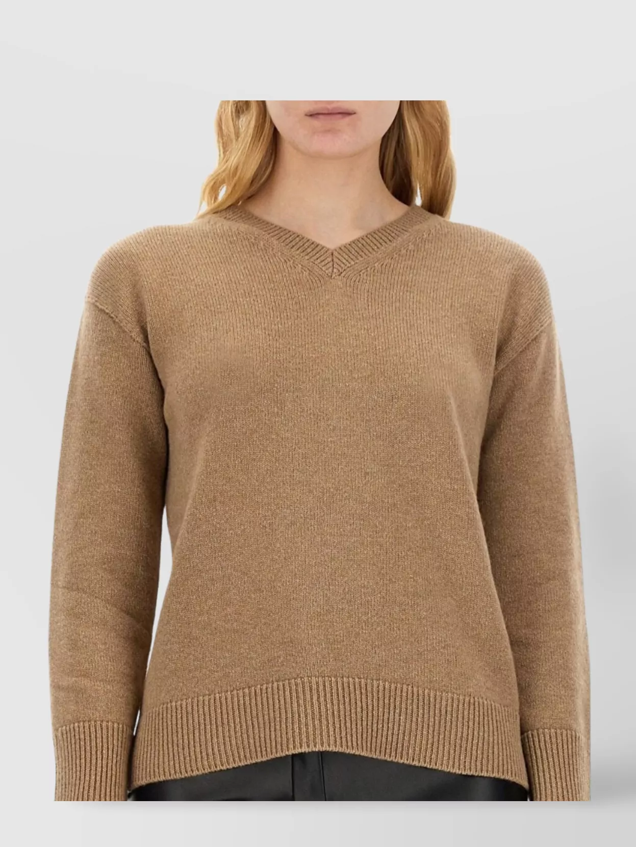 S Max Mara V-Neck Sweater With Ribbed Cuffs And Hem