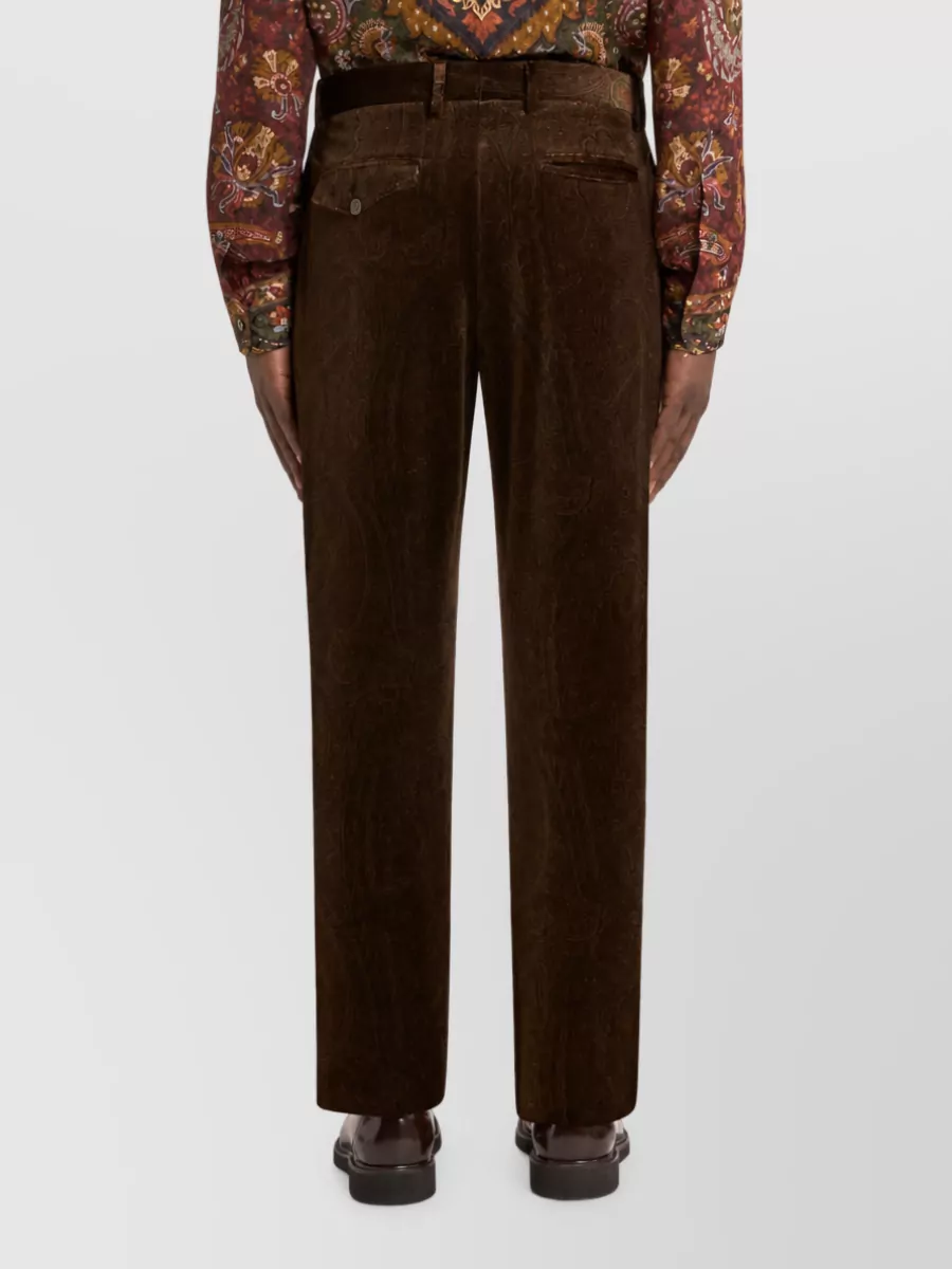 Etro Cotton Velvet Printed Straight-Leg Trousers