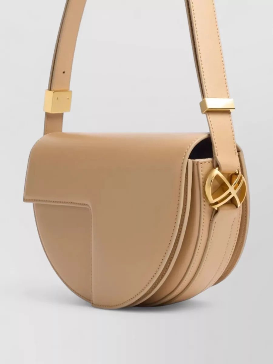 Patou Leather Shoulder Bag Adjustable Strap Hardware