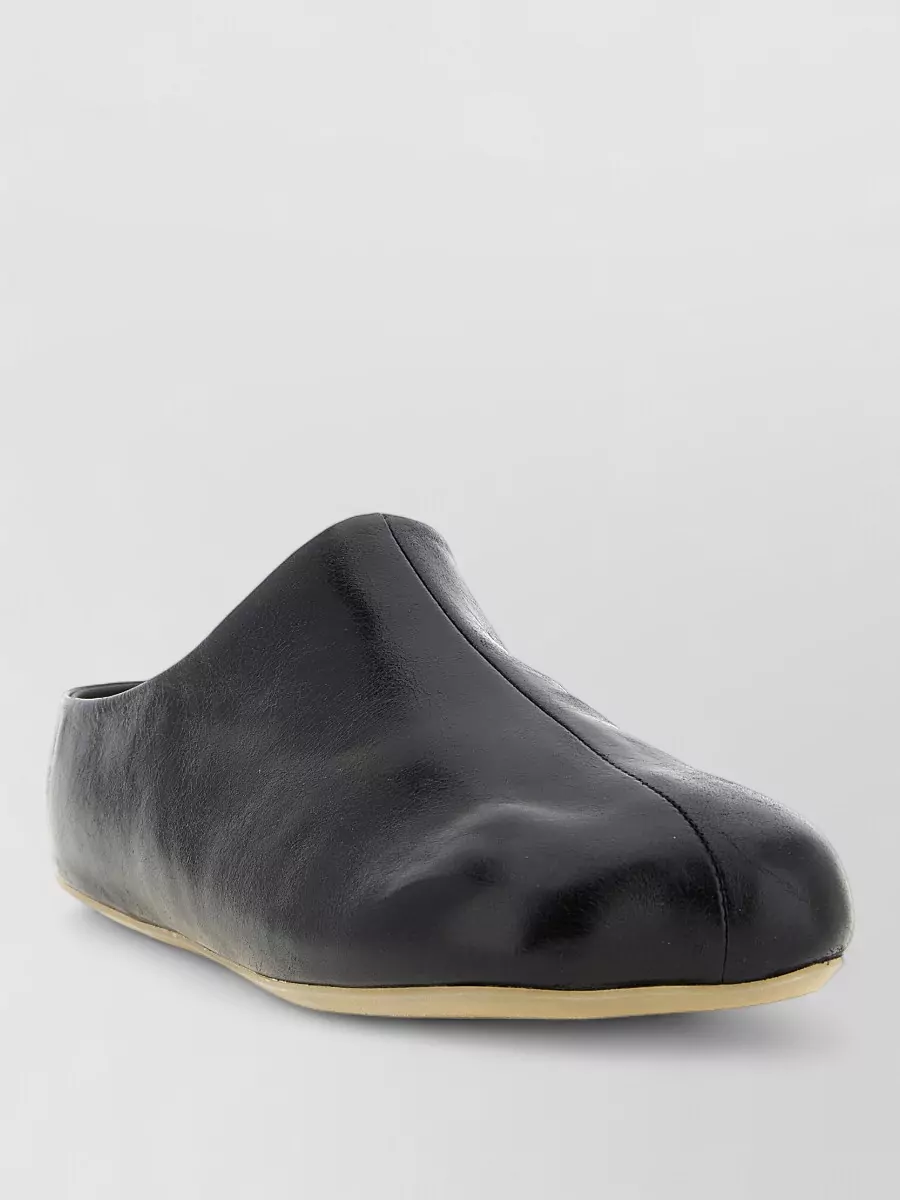 Mm6 Maison Margiela Leather Square-Toe Slippers