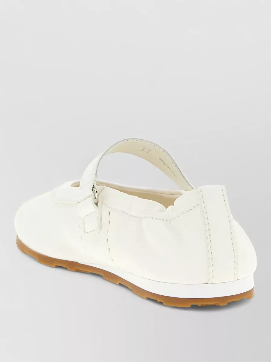 Miu Miu Leather Plume Ballerina Shoes