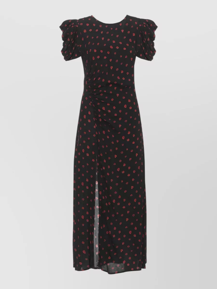 Mar De Margaritas Draped Floral-Print Short-Sleeve Maxi Dress