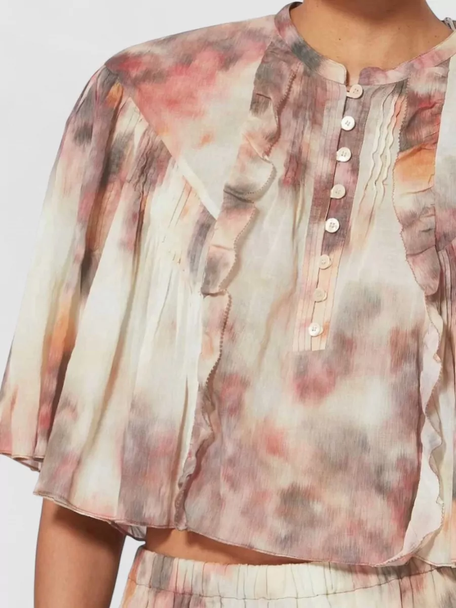 Isabel Marant Etoile Cotton Ruffled Short-Sleeve Playsuit
