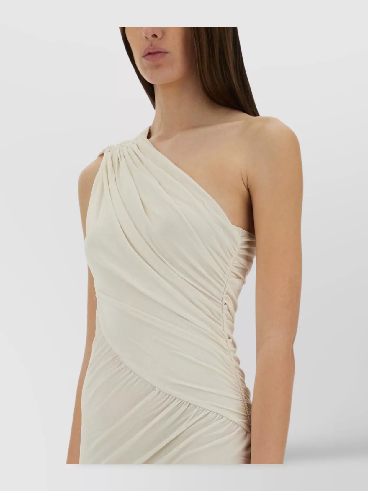 Shop Rick Owens Draped One Shoulder Midi Dress