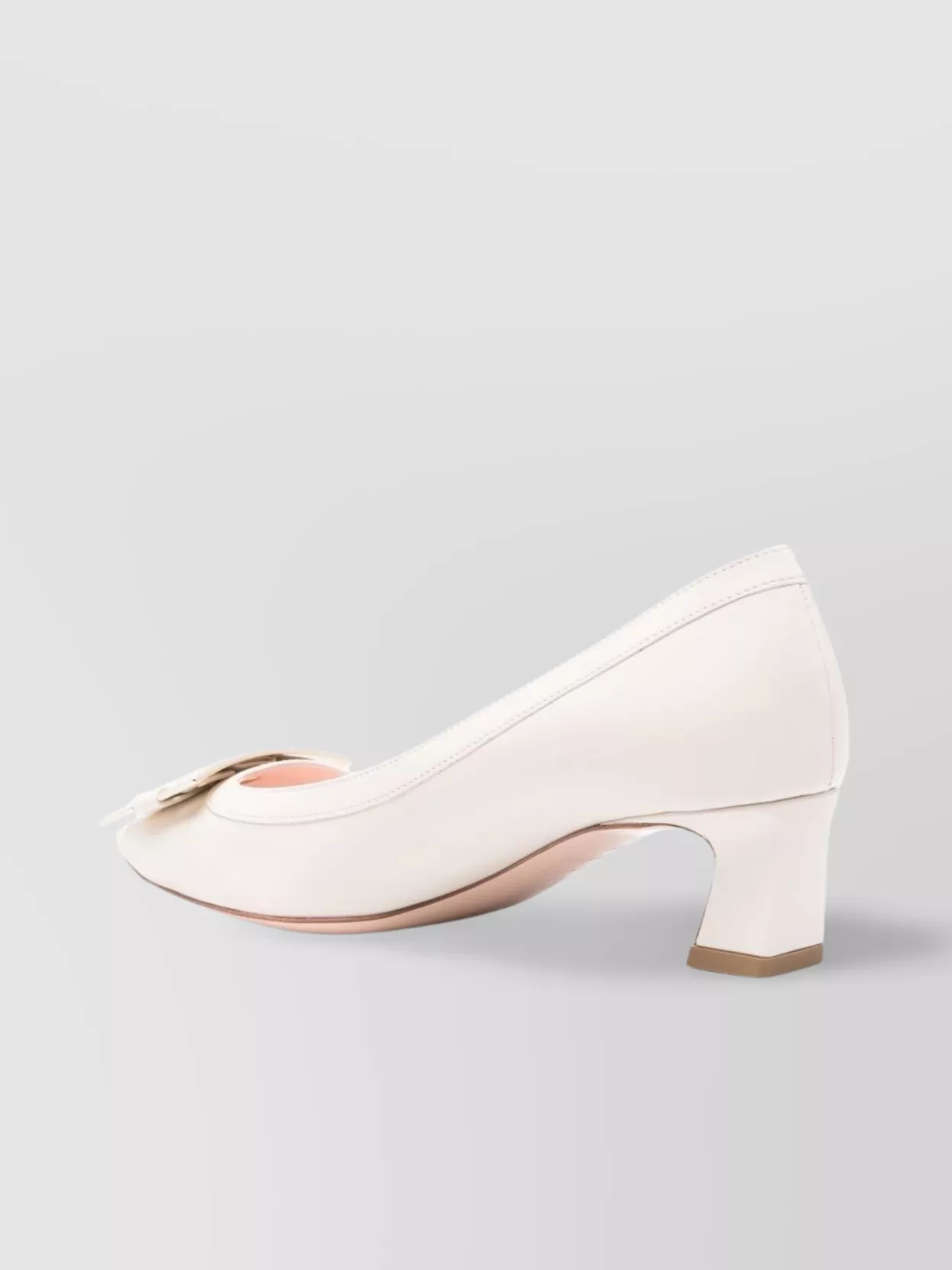 ROGER VIVIER SQUARE LEATHER PUMPS WITH LOW BLOCK HEEL