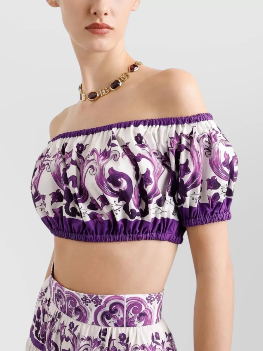 Dolce&Gabbana Floral Off-The-Shoulder Printed Crop Top