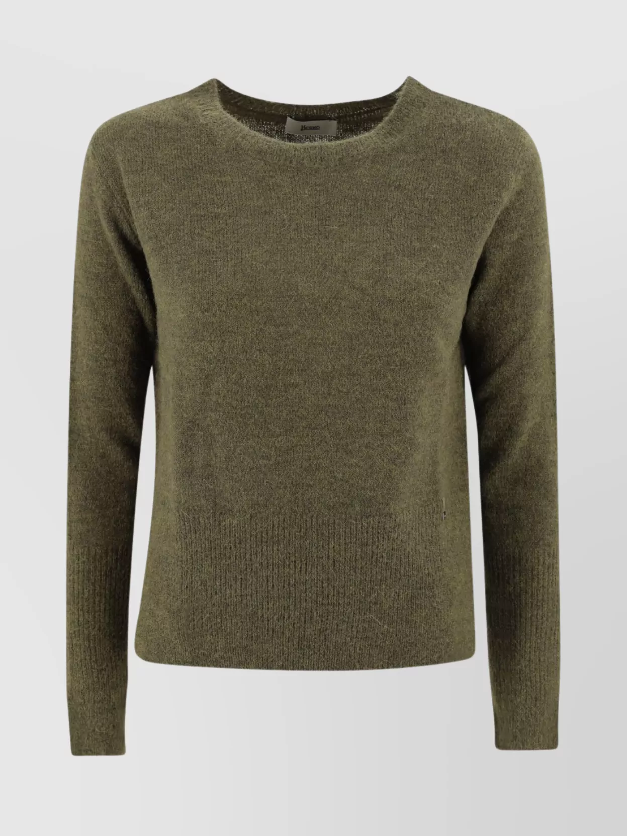 Herno Wool Crew Neck Knit Sweater In Green