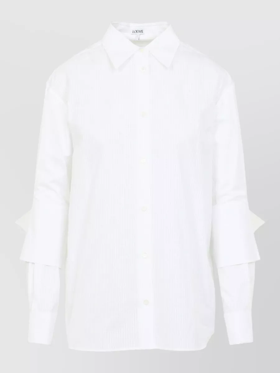 Loewe Striped Shirt Pointed Collar Gold Tone Buttons