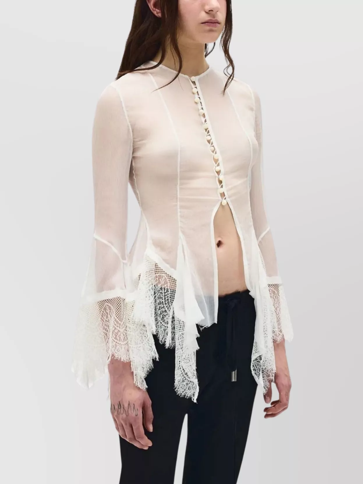 Ann Demeulemeester Fitted Shirt Laced Bor