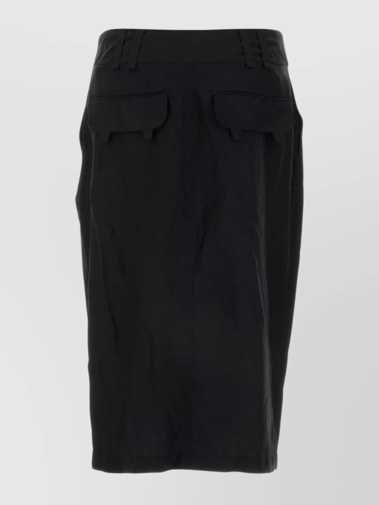 Saint Laurent Crepe Skirt With Back Pockets And Front Slit In Black
