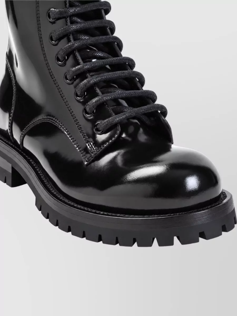 Dolce&Gabbana Leather Combat Lace-Up Boots