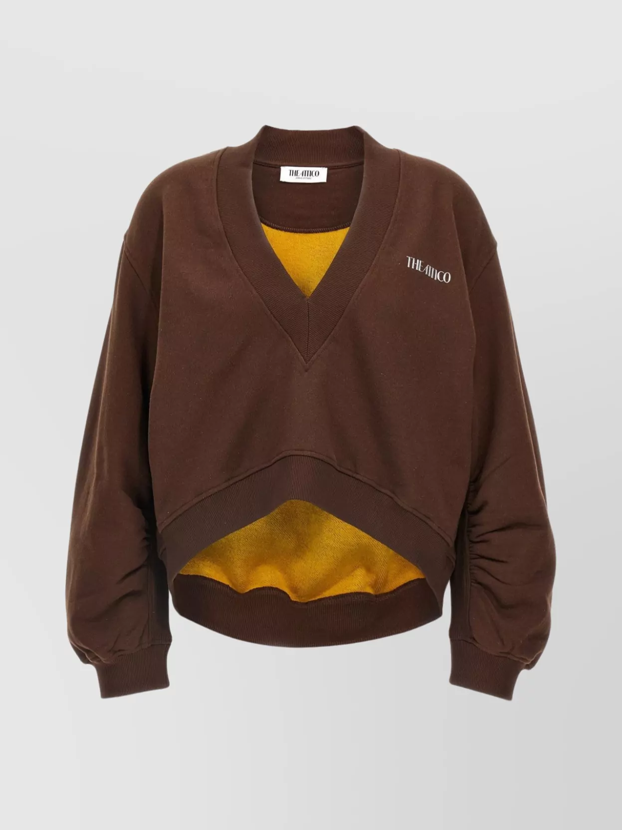 Attico 3d Logo V-neck Sweatshirt With Ribbed Cuffs And Hem