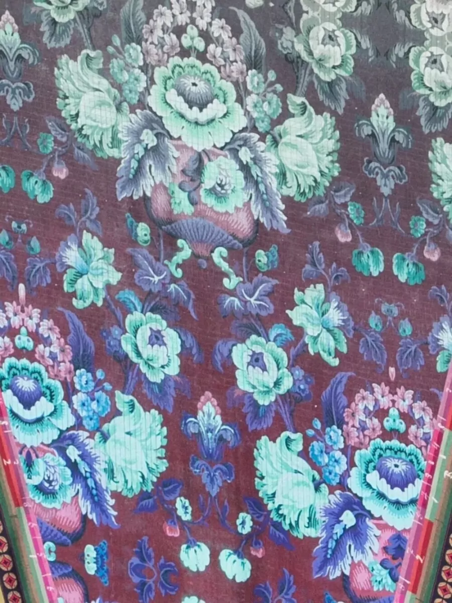 Pierre Louise Mascia Aloeuw Floral Scarf Fringed Edges Rectangle