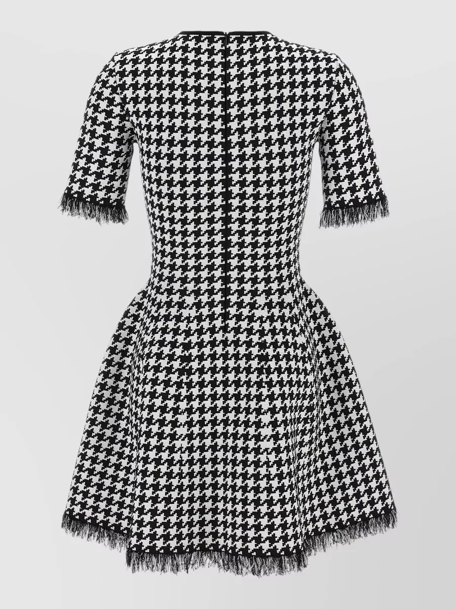 Mc Queen Houndstooth Jacquard Mini Dress
