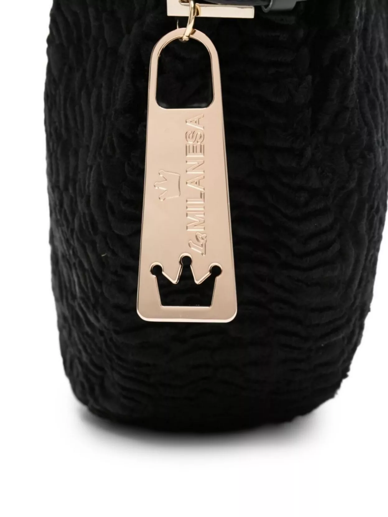 La Milanesa Curved Textured Shoulder Bag With Adjustable Strap