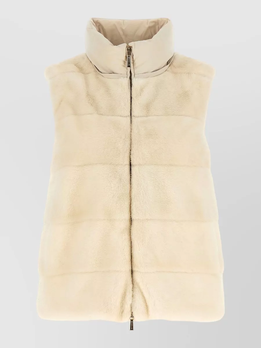 Moorer Cashmere Shearling Panel Quilted Down Jacket