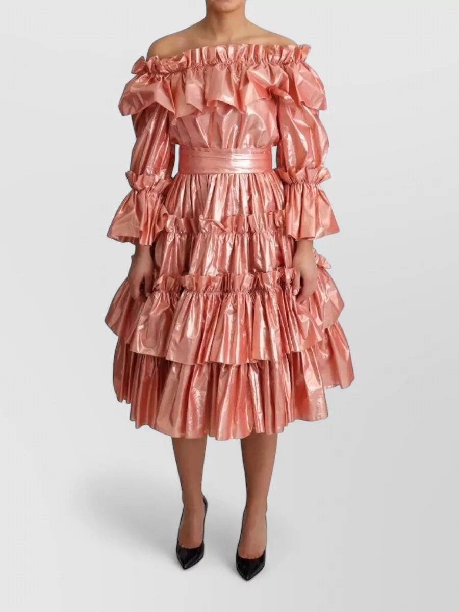 Dolce&Gabbana Silk off-shoulder tiered ruffled midi dress
