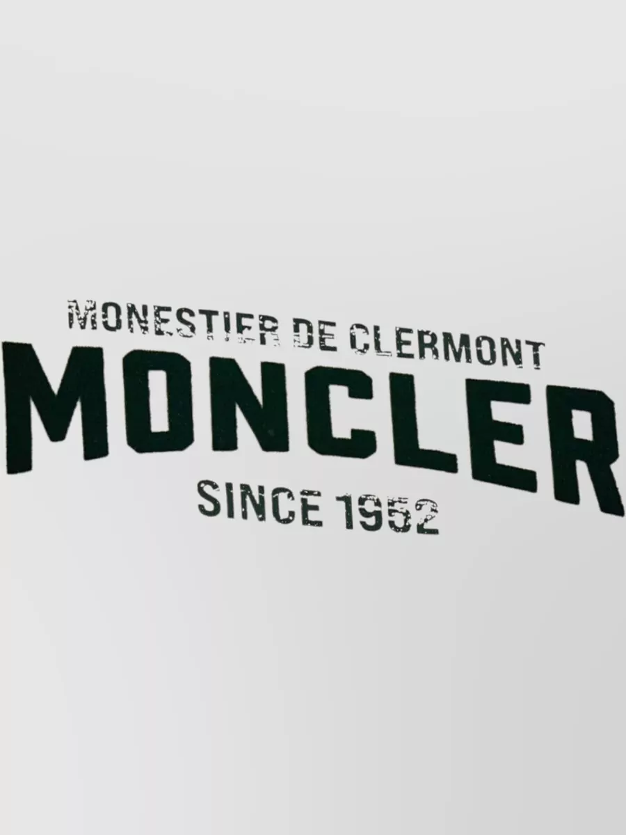 Moncler Ribbed Trim Logo Print Cotton T-Shirt