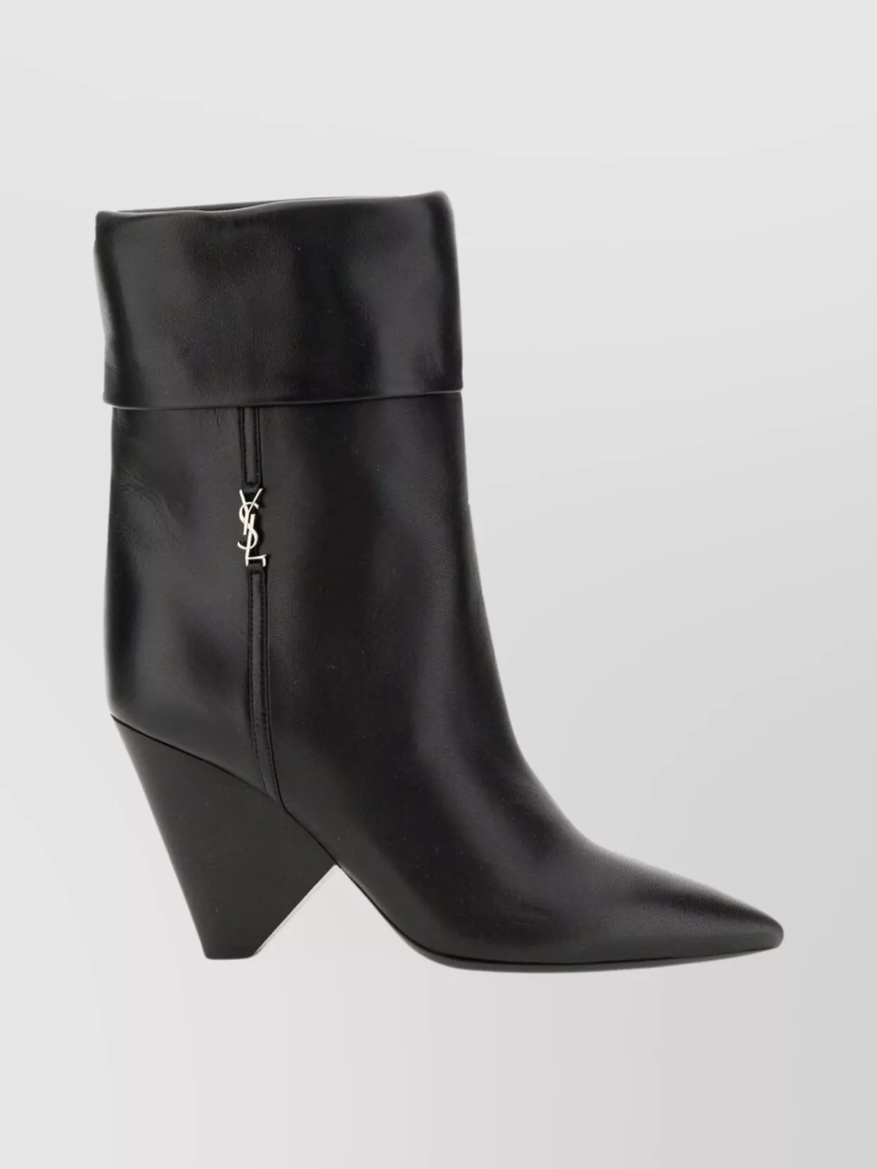 Saint Laurent Ankle Boots With Cone Heel And Cuff In Black