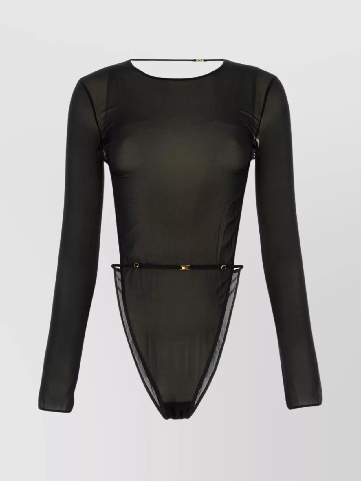 Shop Saint Laurent Stretch Silk Bodysuit Belt Detail