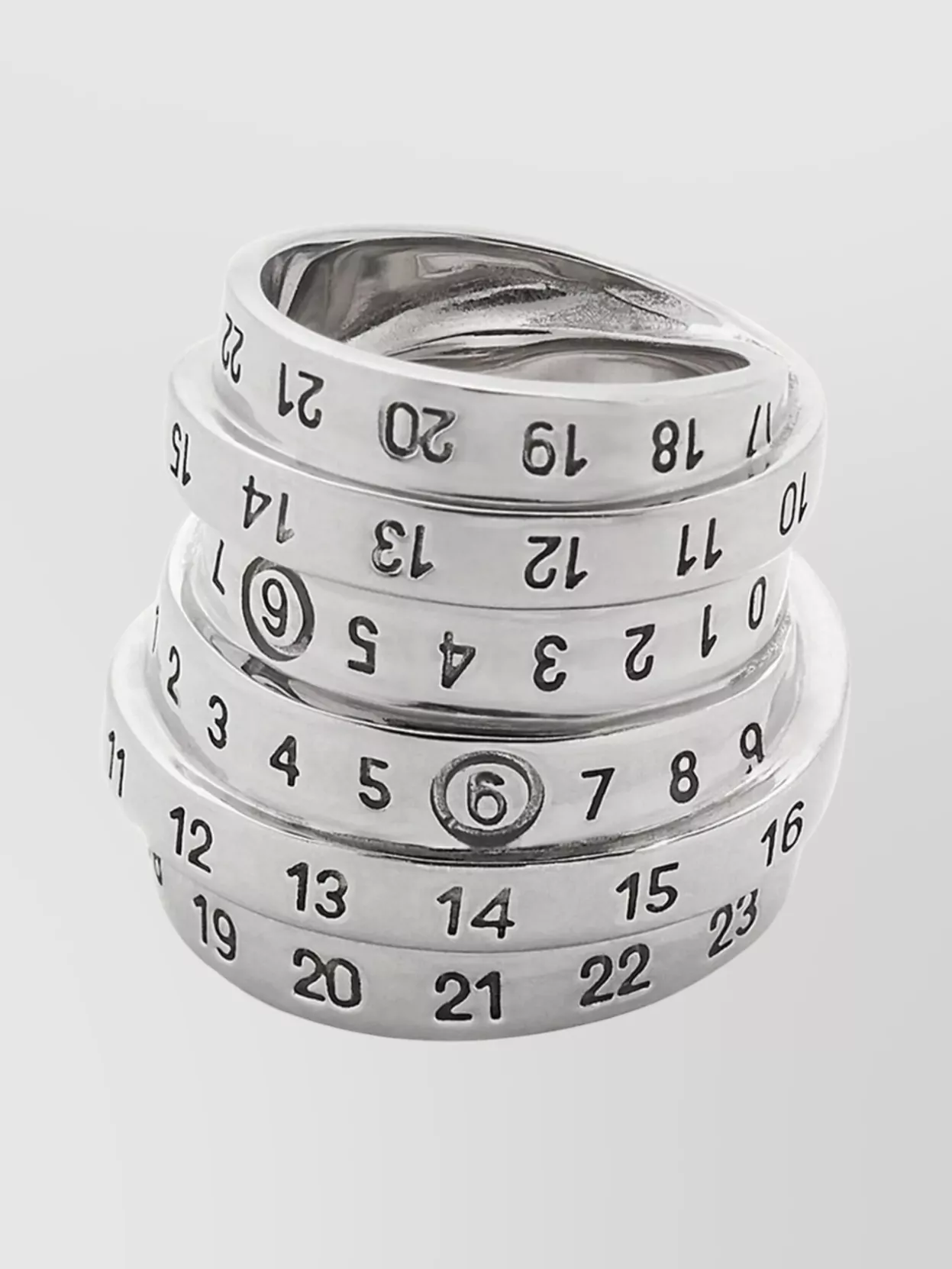 Mm6 Maison Margiela Stackable Ring Featuring Engraved Numbers In Silver