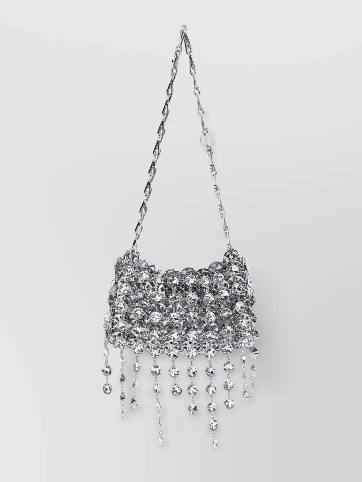 Rabanne Crystal Chain Shoulder Bag In Silver