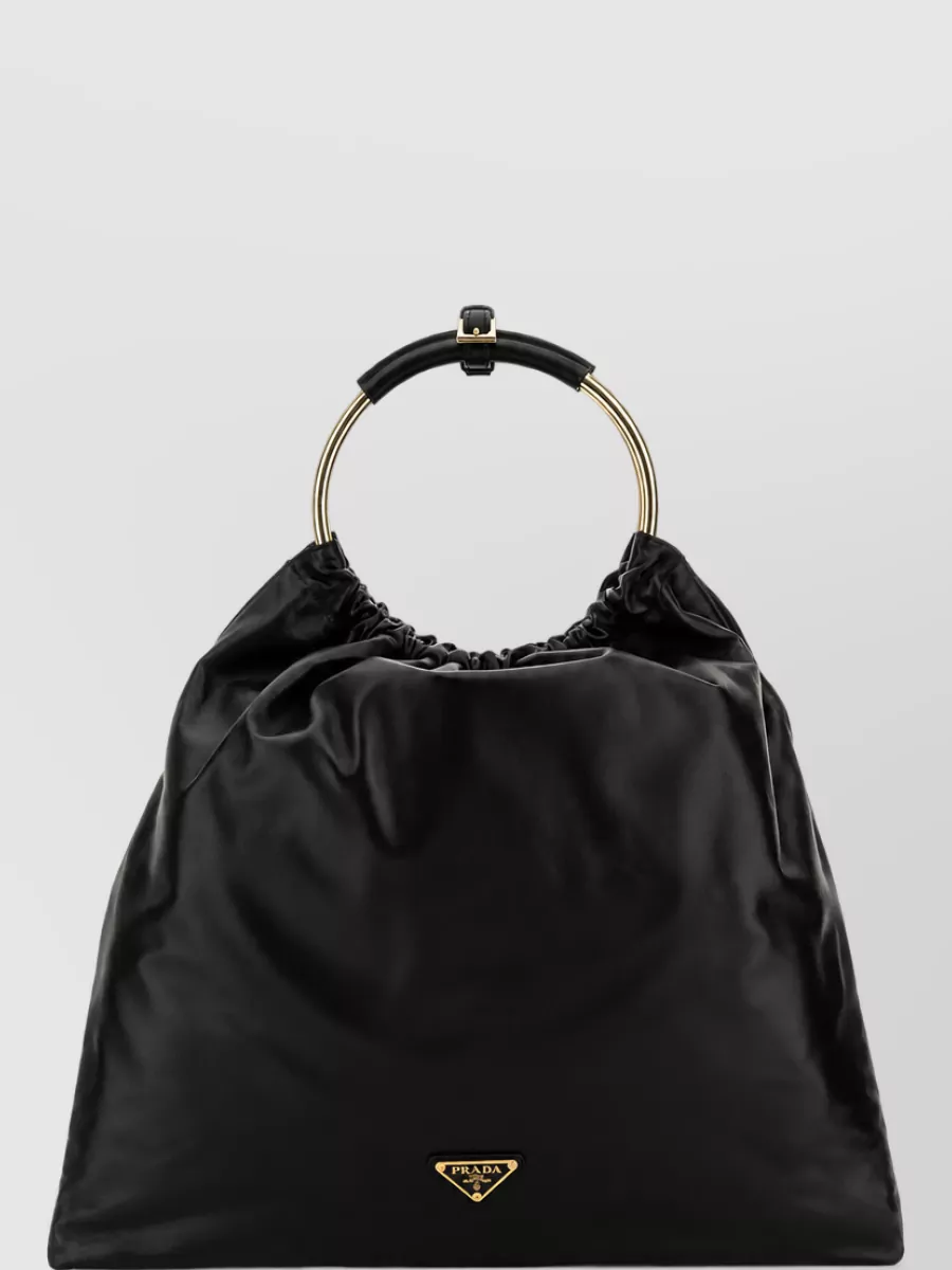 Prada bucket lamb leather clutch bag