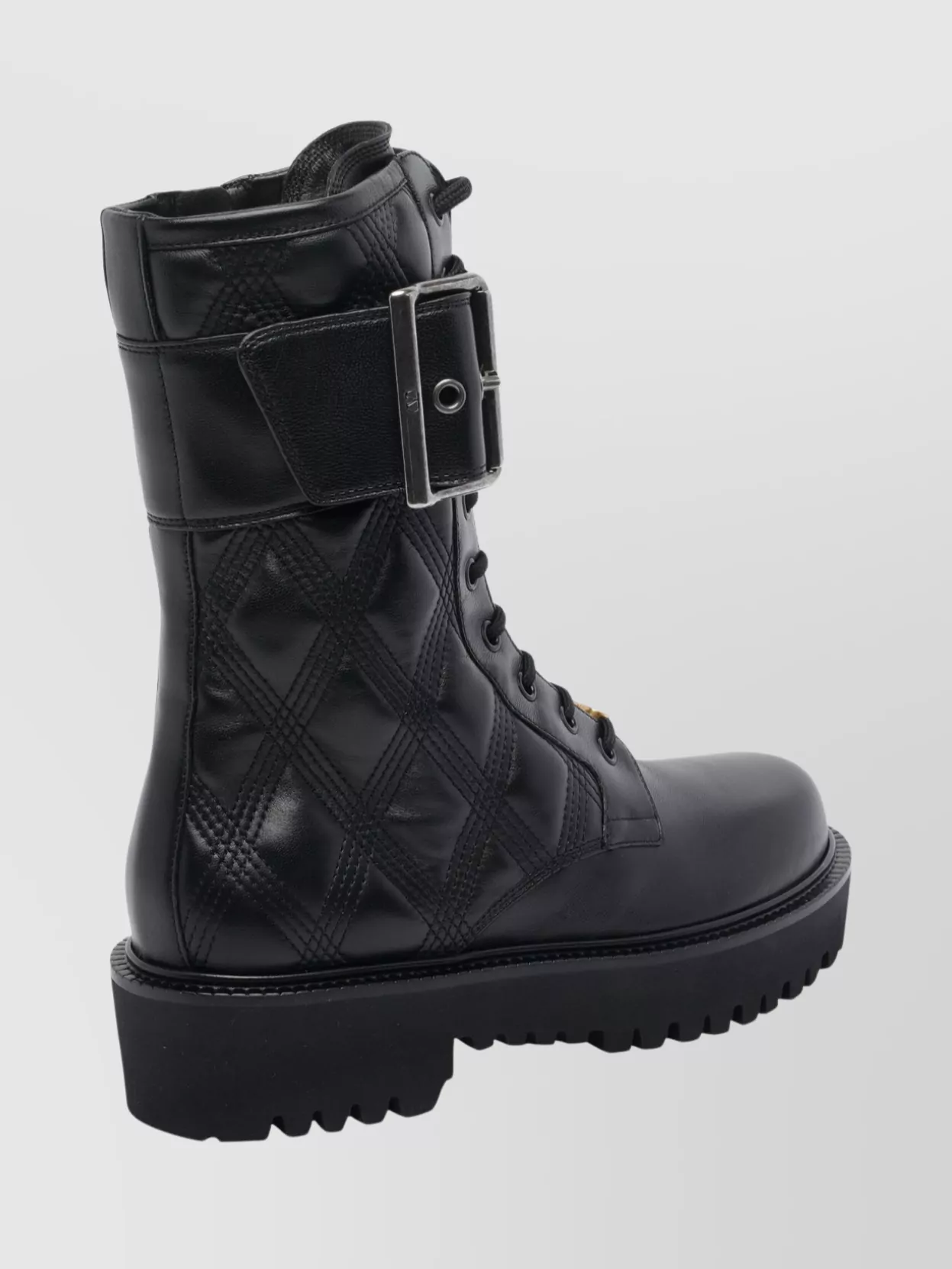 Valentino Garavani Quilted Combat Booties Buckle Detail