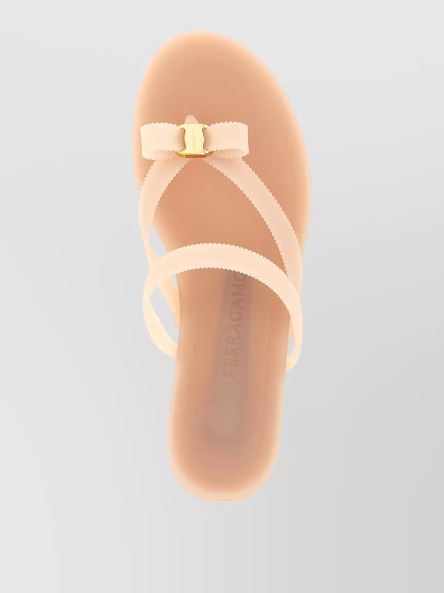 Ferragamo Ribbed Thong Sandals