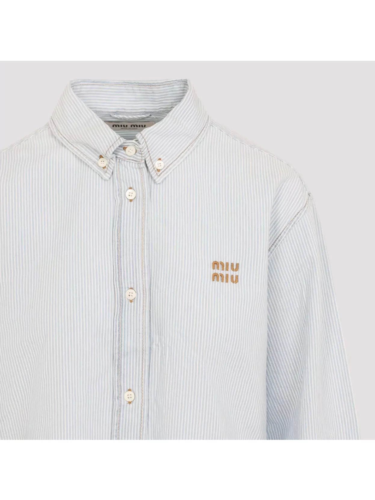MIU MIU PINSTRIPED COTTON SHIRT FEATURING DROPPED SHOULDERS